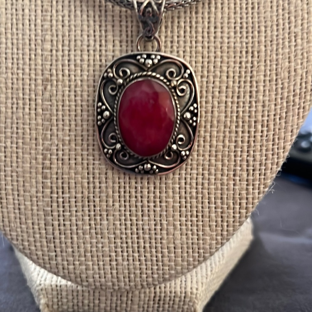 Sterling silver and Ruby pendant.